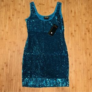 Abyss by Abby teal sequin mini dress